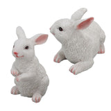 1 Pair Bunny Rabbit Ornaments Decorations Resin Art Craft Animal Model Sculpture Statue Figurine for Balcony Garden