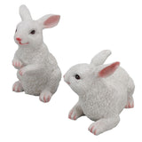 1 Pair Bunny Rabbit Ornaments Decorations Resin Art Craft Animal Model Sculpture Statue Figurine for Balcony Garden - Low Angle