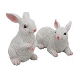 1 Pair Bunny Rabbit Ornaments Decorations Resin Art Craft Animal Model Sculpture Statue Figurine for Balcony Garden - Extra Image