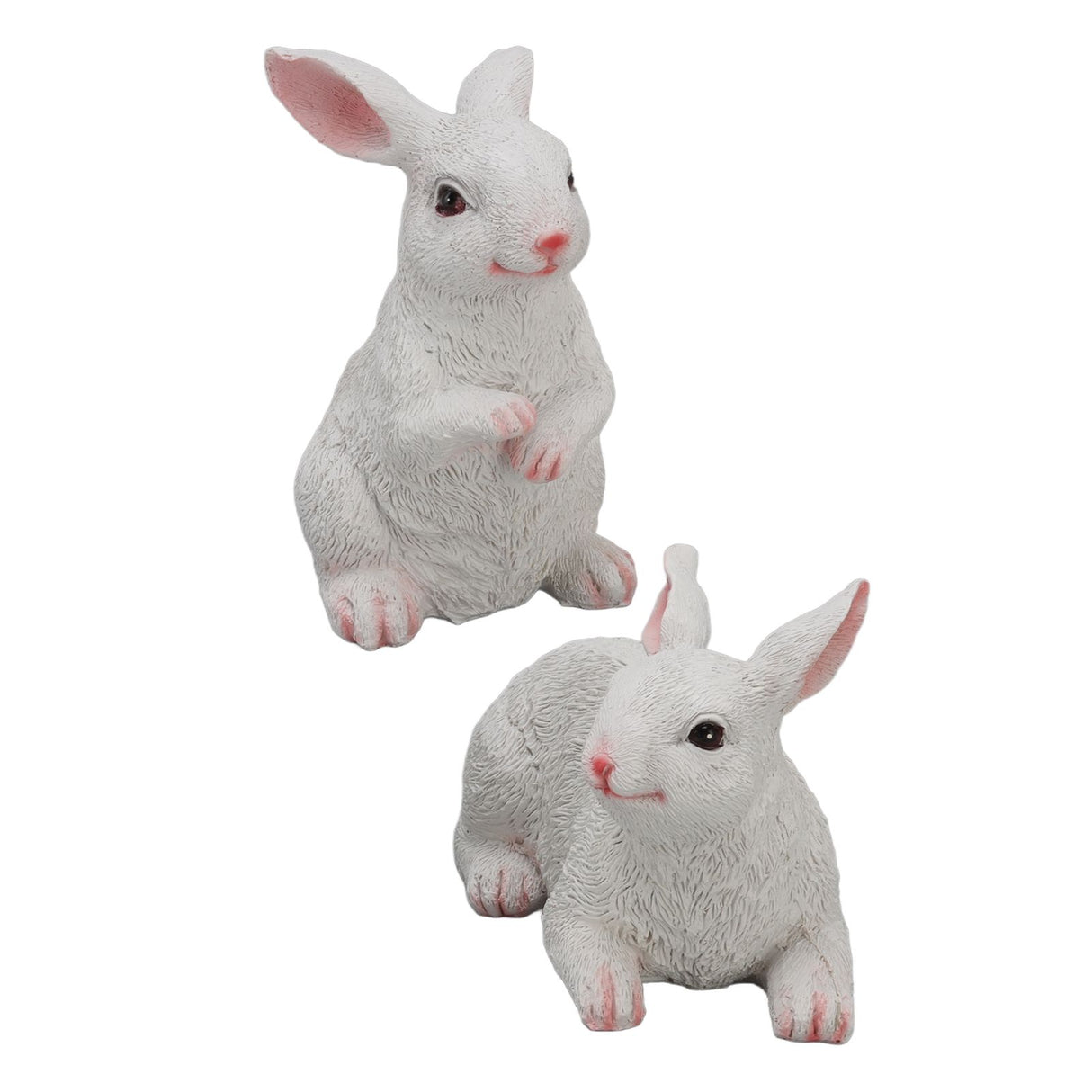 1 Pair Bunny Rabbit Ornaments Decorations Resin Art Craft Animal Model Sculpture Statue Figurine for Balcony Garden