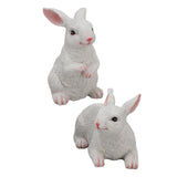 1 Pair Bunny Rabbit Ornaments Decorations Resin Art Craft Animal Model Sculpture Statue Figurine for Balcony Garden - Extra Image