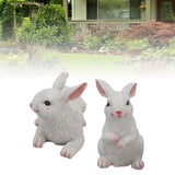 1 Pair Bunny Rabbit Ornaments Decorations Resin Art Craft Animal Model Sculpture Statue Figurine for Balcony Garden