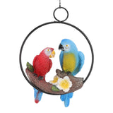 Garden Iron Ring Parrot Pendant Resin Bird Model Crafts Courtyard Balcony Decorations Small Red Blue Macaw