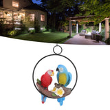 Garden Iron Ring Parrot Pendant Resin Bird Model Crafts Courtyard Balcony Decorations Small Red Blue Macaw