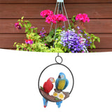 Garden Iron Ring Parrot Pendant Resin Bird Model Crafts Courtyard Balcony Decorations Small Red Blue Macaw