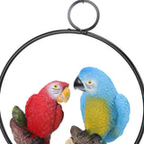 Garden Iron Ring Parrot Pendant Resin Bird Model Crafts Courtyard Balcony Decorations Small Red Blue Macaw - Extra Image