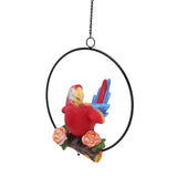Hanging Iron Ring Parrots Resin Waterproof Exquisite Garden Hanging Parrot Statue Decor for Courtyard Balcony - Side View