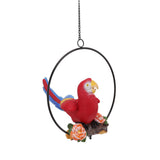 Hanging Iron Ring Parrots Resin Waterproof Exquisite Garden Hanging Parrot Statue Decor for Courtyard Balcony