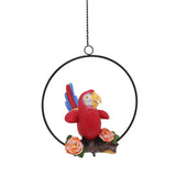 Hanging Iron Ring Parrots Resin Waterproof Exquisite Garden Hanging Parrot Statue Decor for Courtyard Balcony - Rear View
