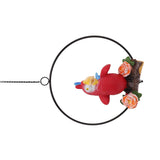 Hanging Iron Ring Parrots Resin Waterproof Exquisite Garden Hanging Parrot Statue Decor for Courtyard Balcony - Low Angle