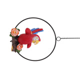 Hanging Iron Ring Parrots Resin Waterproof Exquisite Garden Hanging Parrot Statue Decor for Courtyard Balcony