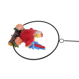 Hanging Iron Ring Parrots Resin Waterproof Exquisite Garden Hanging Parrot Statue Decor for Courtyard Balcony