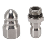 G1/4 Inch Stainless Steel High Pressure Washer Drain Sewer Cleaning Pipe Jetter Spray Quick Plug Drain Hose Nozzle