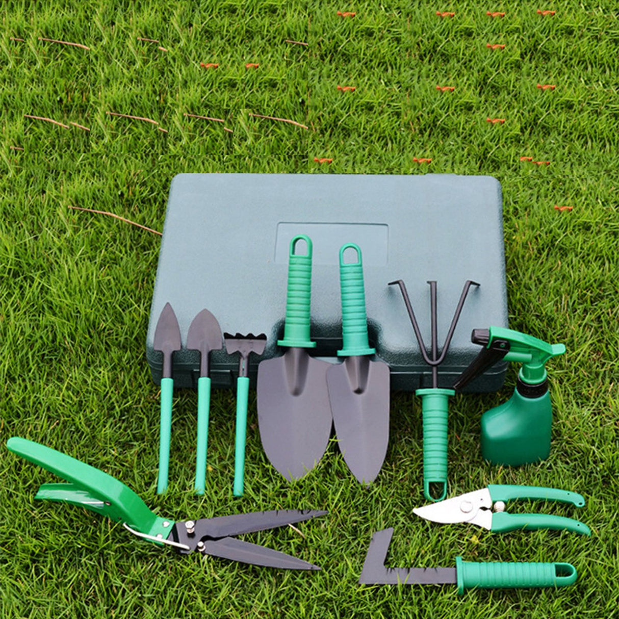 Potted Plant Pruning Shovel Kit Garden Planting Weeding Set Bonsai Trimming Garden Tools Green 10 PCS