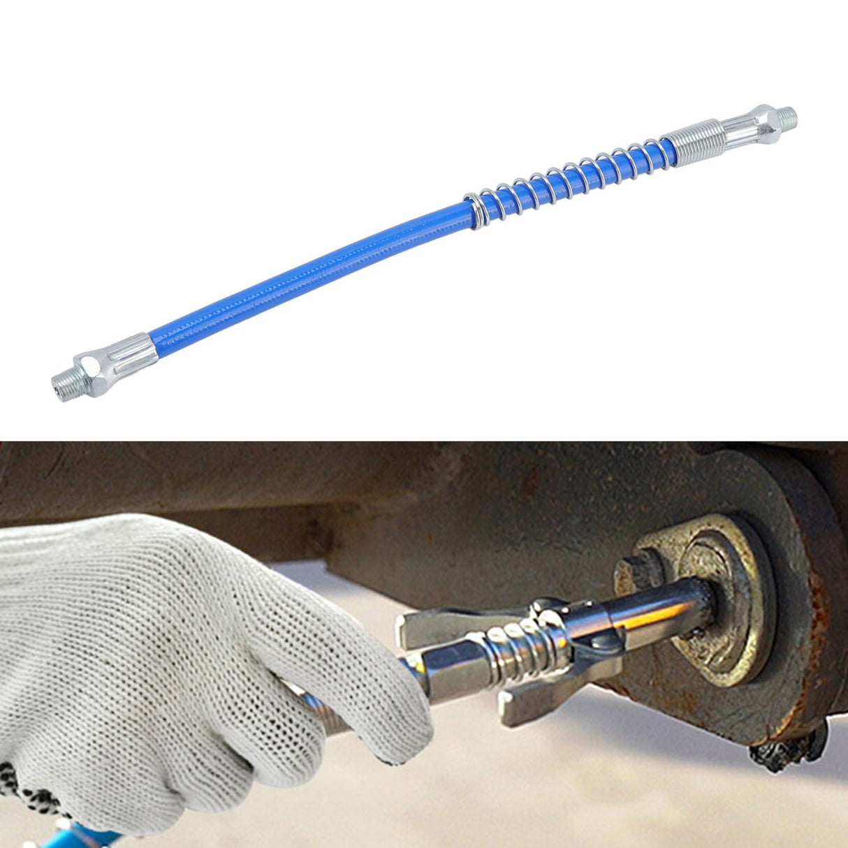 Grease Tool Coupler Electric Manual High Pressure Oil Nozzle Double Locking Clamp Grease Nozzle with 30.5cm Hose Male Thread G1/8 Type A 9x6x1.8cm/3.5x2.4x0.7in