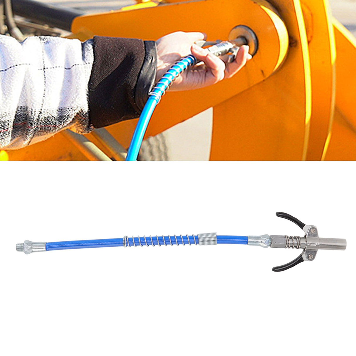 Grease Tool Coupler Electric Manual High Pressure Oil Nozzle Double Locking Clamp Grease Nozzle with 30.5cm Hose Male Thread G1/8 Type B 9x7x1.6cm/3.5x2.8x0.6in
