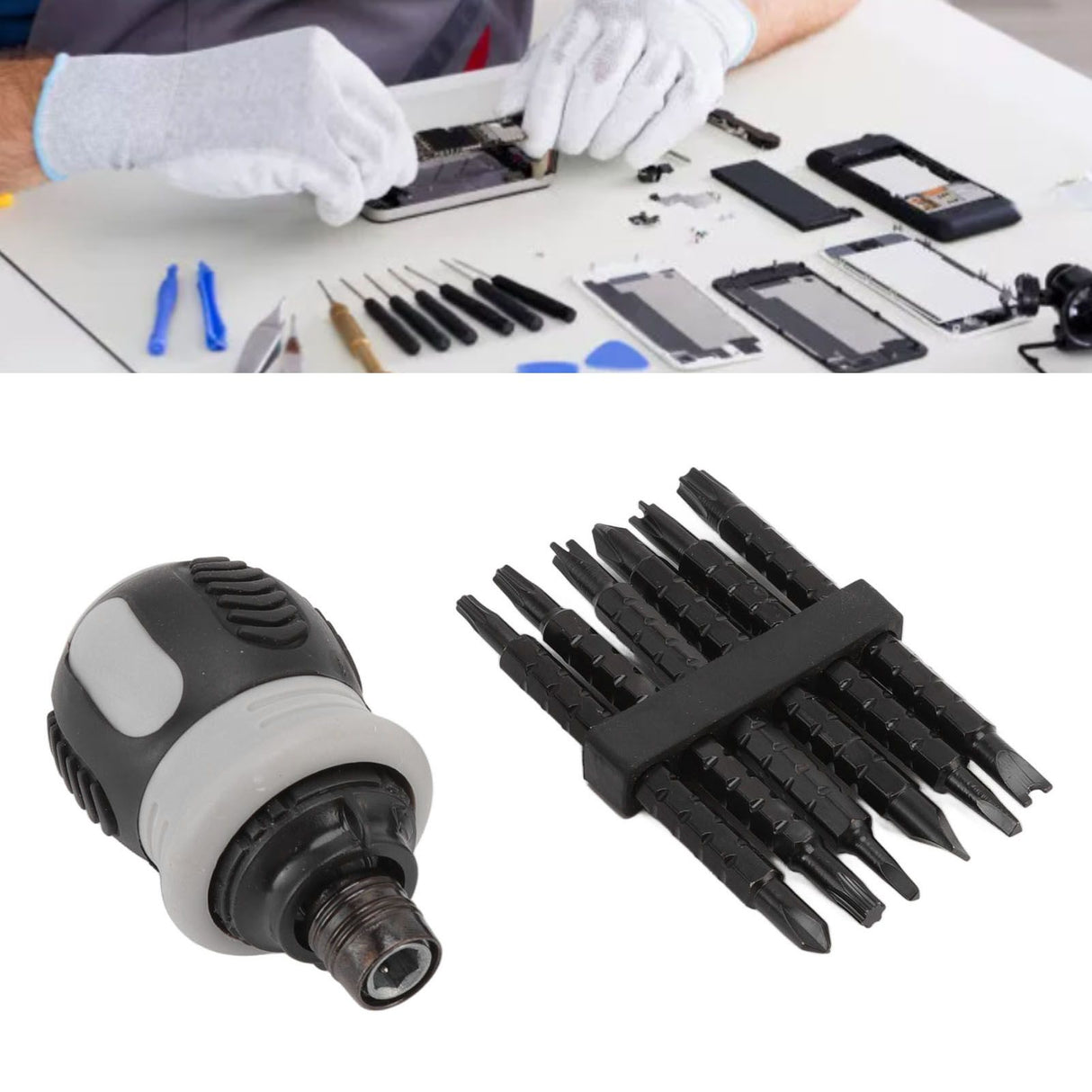 13 in 1 Mini Ratchet Screwdriver Bit Set Telescopic Labor Saving Screwdriver Handle with 6pcs Dual Purpose Batch Head Bits