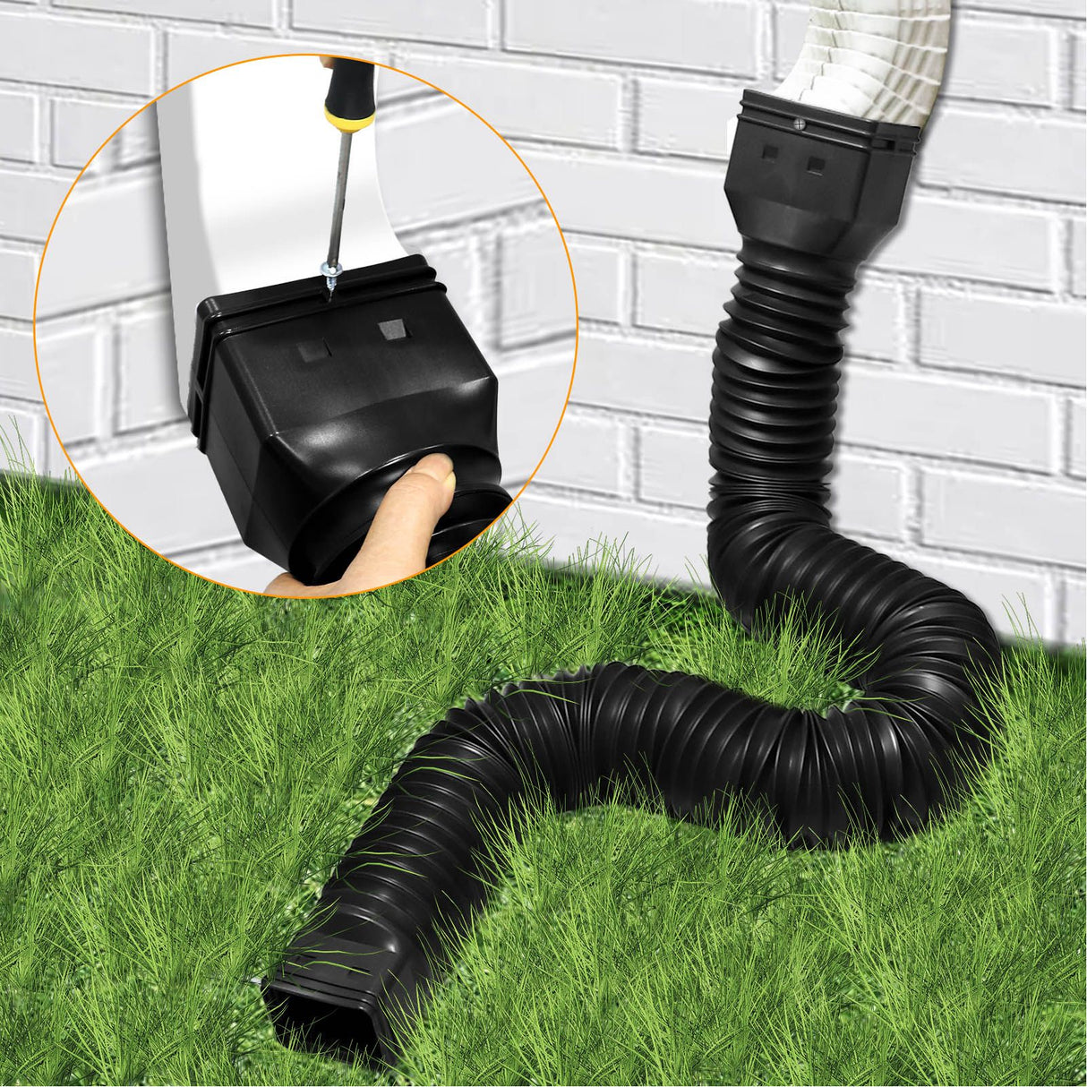 Downspout Extender Retractable Rain Gutter Drainage Pipe Down Spout Drain Extensions Black