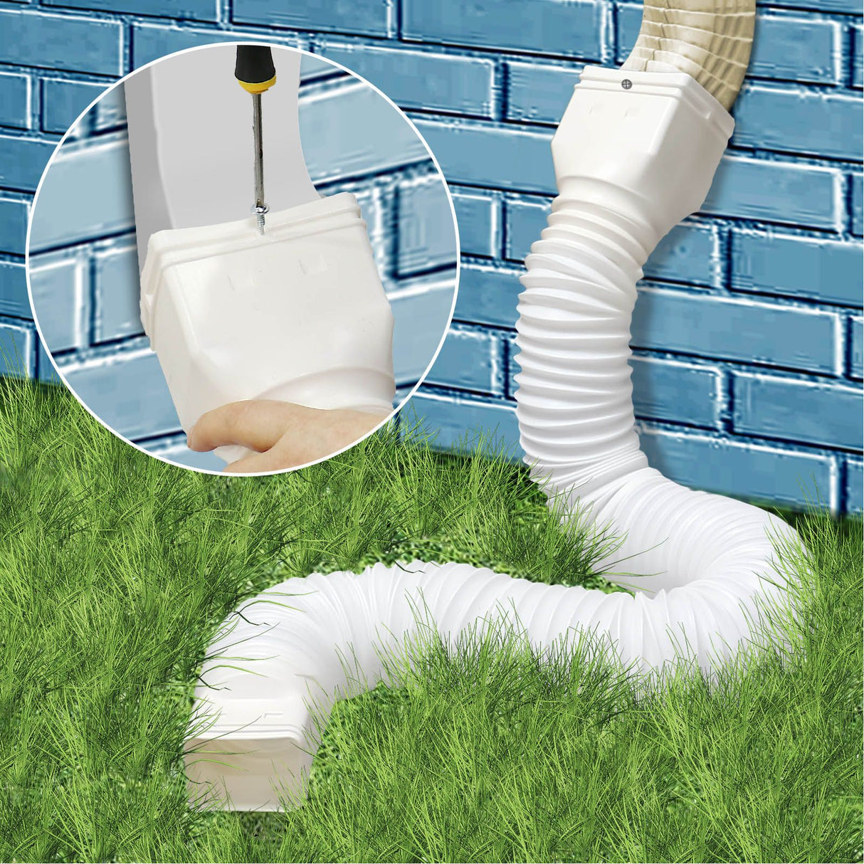 Downspout Extender Retractable Rain Gutter Drainage Pipe Down Spout Drain Extensions White