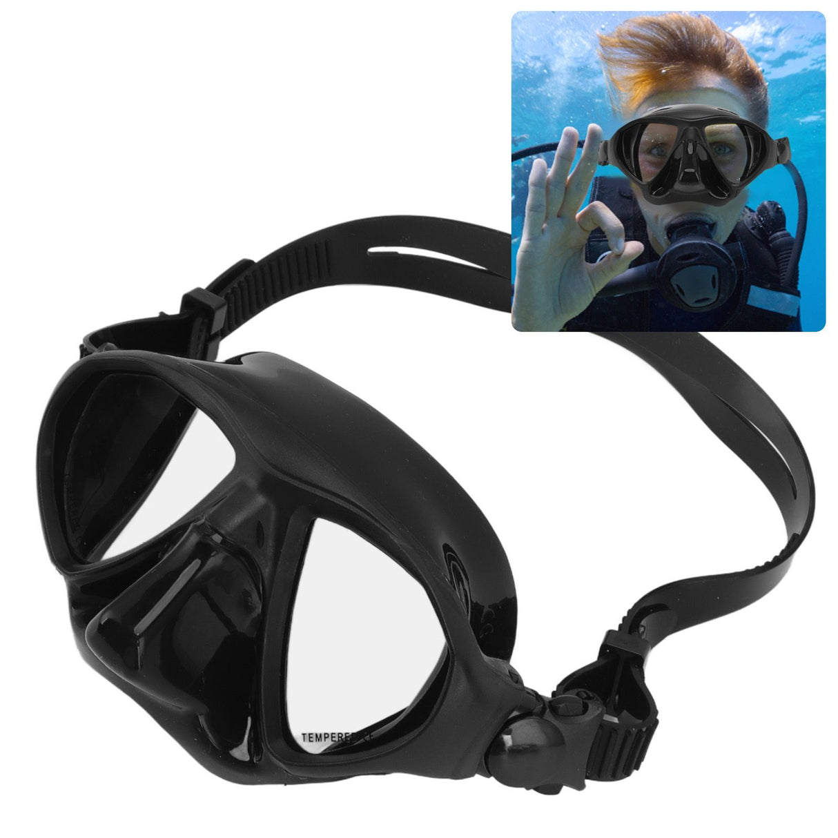 Diving Face Goggles Cover No Leakage Wide View Safe Tempered Glass Snorkeling Goggles