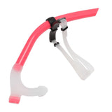 Swimming Snorkel Reduced Drag Silicone Swimming Breathing Tube with Adjustable Head Brace for Snorkeling Diving Pink - Low Angle