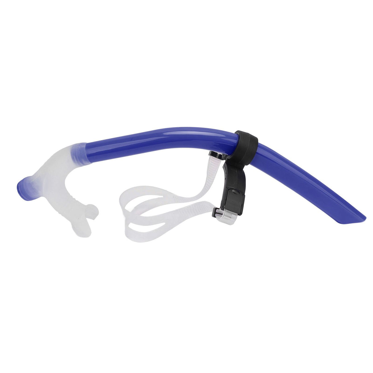 Swimming Snorkel Reduced Drag Silicone Swimming Breathing Tube with Adjustable Head Brace for Snorkeling Diving Royalblue