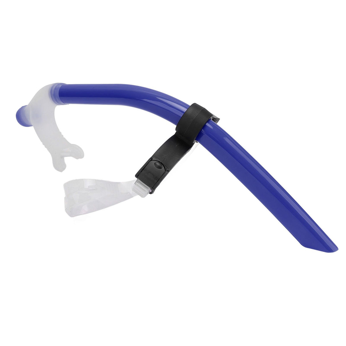 Swimming Snorkel Reduced Drag Silicone Swimming Breathing Tube with Adjustable Head Brace for Snorkeling Diving Royalblue