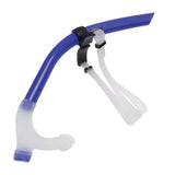 Swimming Snorkel Reduced Drag Silicone Swimming Breathing Tube with Adjustable Head Brace for Snorkeling Diving Royalblue - Close-Up Angle