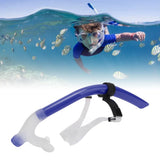 Swimming Snorkel Reduced Drag Silicone Swimming Breathing Tube with Adjustable Head Brace for Snorkeling Diving Royalblue - Extra Image