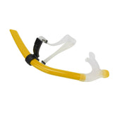 Swimming Snorkel Reduced Drag Silicone Swimming Breathing Tube with Adjustable Head Brace for Snorkeling Diving Yellow - Low Angle