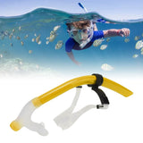 Swimming Snorkel Reduced Drag Silicone Swimming Breathing Tube with Adjustable Head Brace for Snorkeling Diving Yellow