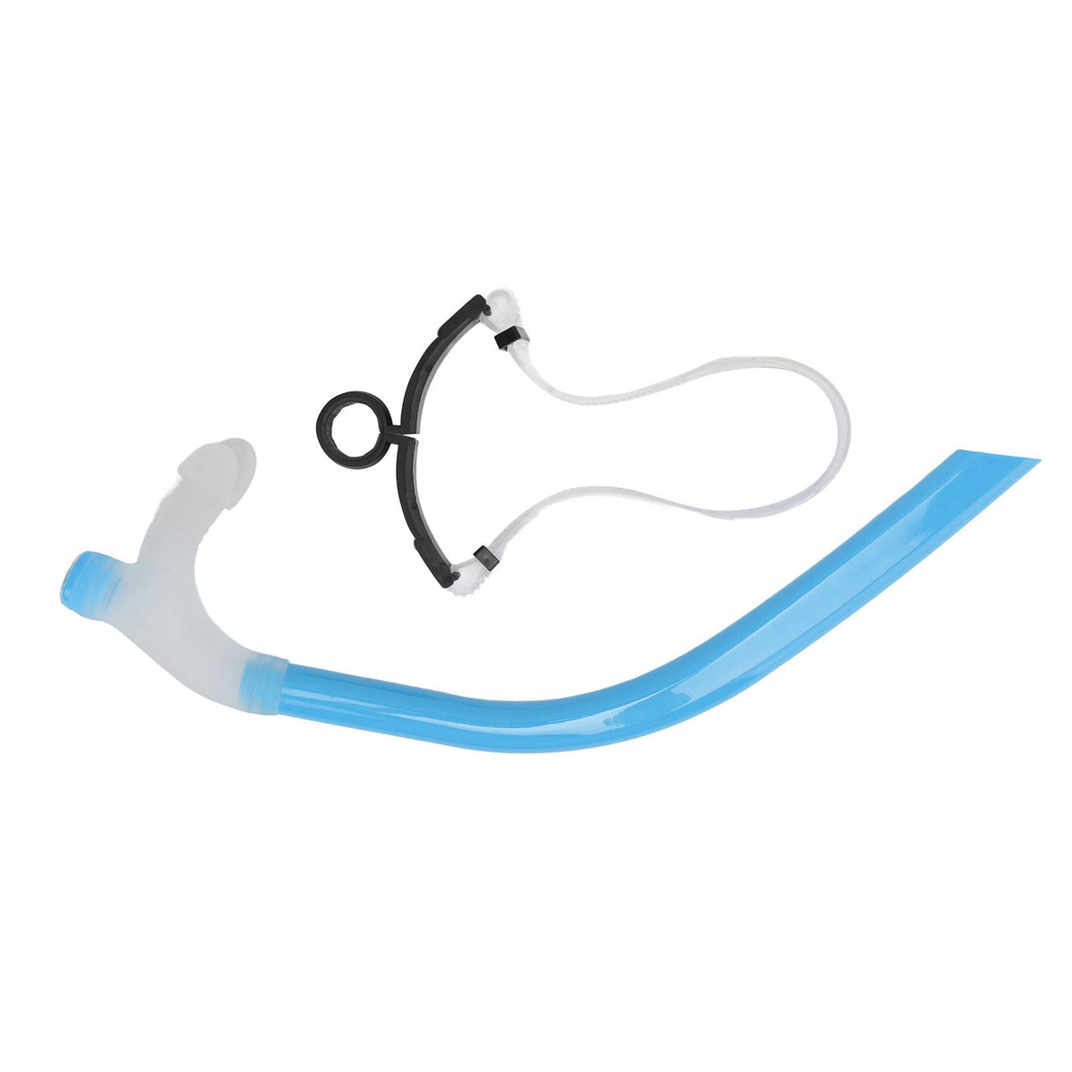 Swimming Snorkel Reduced Drag Silicone Swimming Breathing Tube with Adjustable Head Brace for Snorkeling Diving Sky Blue