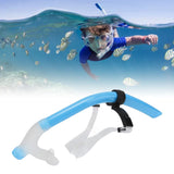 Swimming Snorkel Reduced Drag Silicone Swimming Breathing Tube with Adjustable Head Brace for Snorkeling Diving Sky Blue - Extra Image