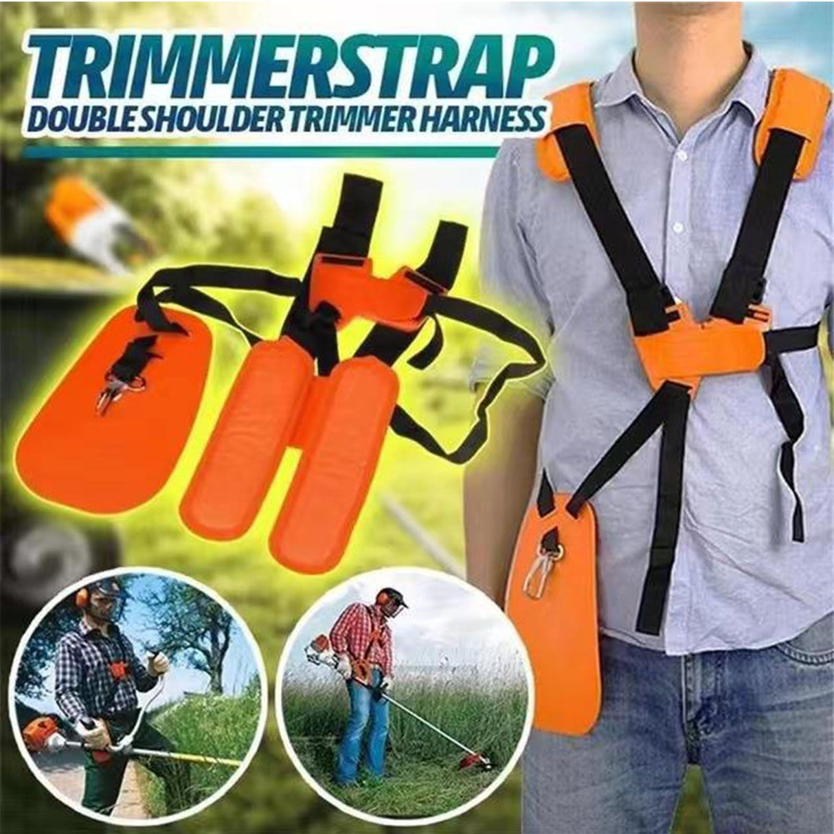 Trimmer Double Shoulder Harness Strap Brush Cutter Shoulder Strap Padded Garden Mower Nyon Belt for FS120 FS55 FS220 Orange