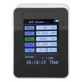 Indoor Air Quality Monitor for TUYA WiFi Smart PM2.5 Formaldehyde Testing 7 in 1 Calendar Time Function Air Quality Detector White WIFI Version VOC - Front View