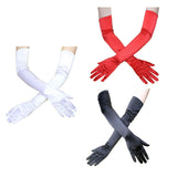 Long Satin Gloves Fashionable Stretch Long Evening Opera Satin Gloves for Wedding Performance Party - Top-Down View