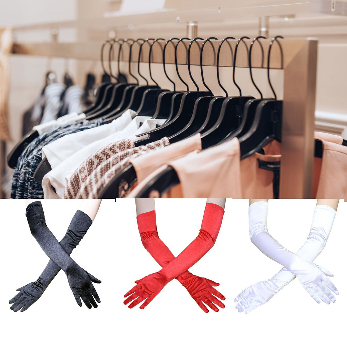 Long Satin Gloves Fashionable Stretch Long Evening Opera Satin Gloves for Wedding Performance Party