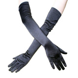 Long Satin Gloves Fashionable Stretch Long Evening Opera Satin Gloves for Wedding Performance Party - Low Angle