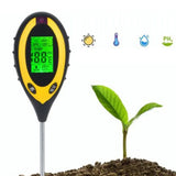 4 In 1 Soil Meter Temperature Sunlight Moisture PH Soil Tester for Family Orchard Agriculture Rice Vegetable Cultivation - 45-Degree Angle