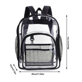 Laptop Backpack School Bags Black Transparent PVC Waterproof Large Capacity for School College Student 36x28x12cm