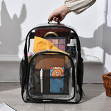 Laptop Backpack School Bags Black Transparent PVC Waterproof Large Capacity for School College Student 36x28x12cm