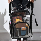 Laptop Backpack School Bags Black Transparent PVC Waterproof Large Capacity for School College Student 36x28x12cm