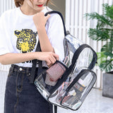Laptop Backpack School Bags Black Transparent PVC Waterproof Large Capacity for School College Student 36x28x12cm