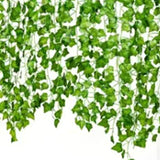 Simulated Ivy Cane Creeper Ivy Decorative Green Plants Ceiling Artificial Vine Eucalyptus Leaves 12PCS - Side View