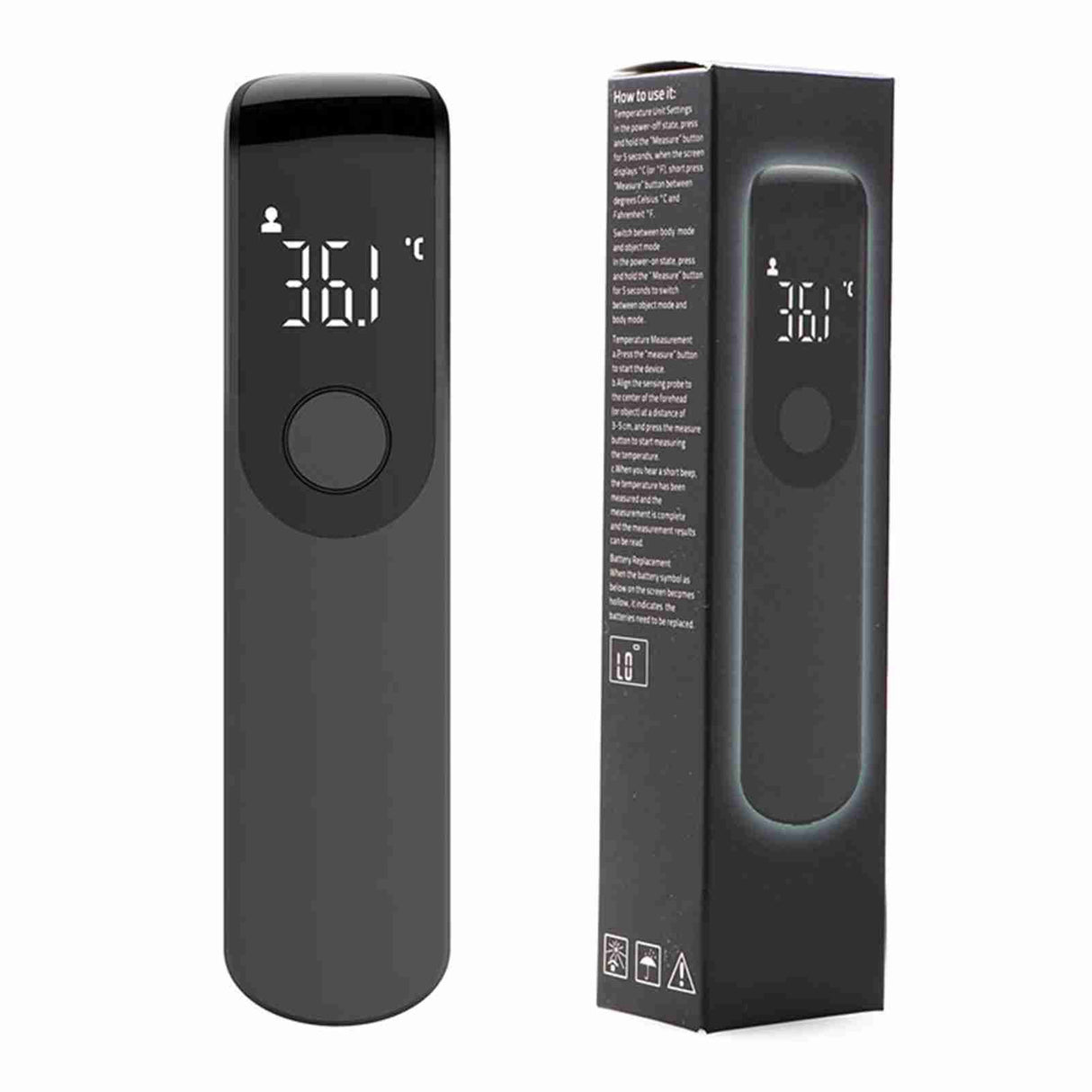 Forehead Thermometer Black Mini Portable Contactless Infrared Handheld Electronic Thermometer for Home