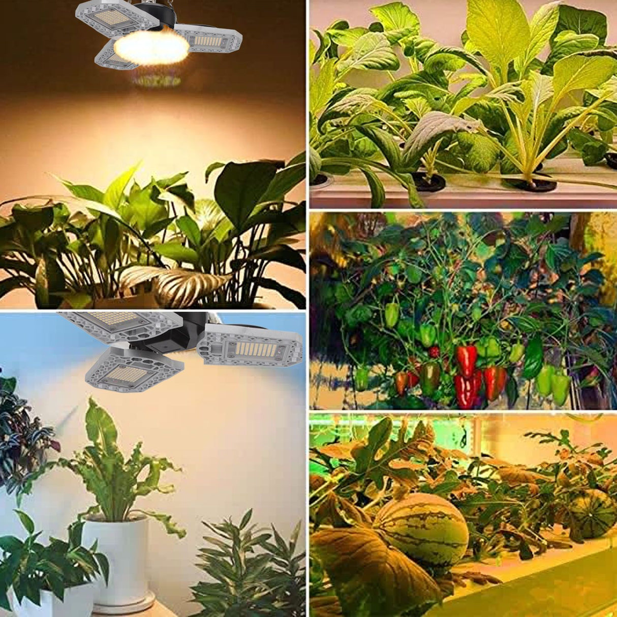 LED Grow Light 297 LEDs Folding Three Leaves Indoor Plant Grow Light for Greenhouse Succulent 100‑277V