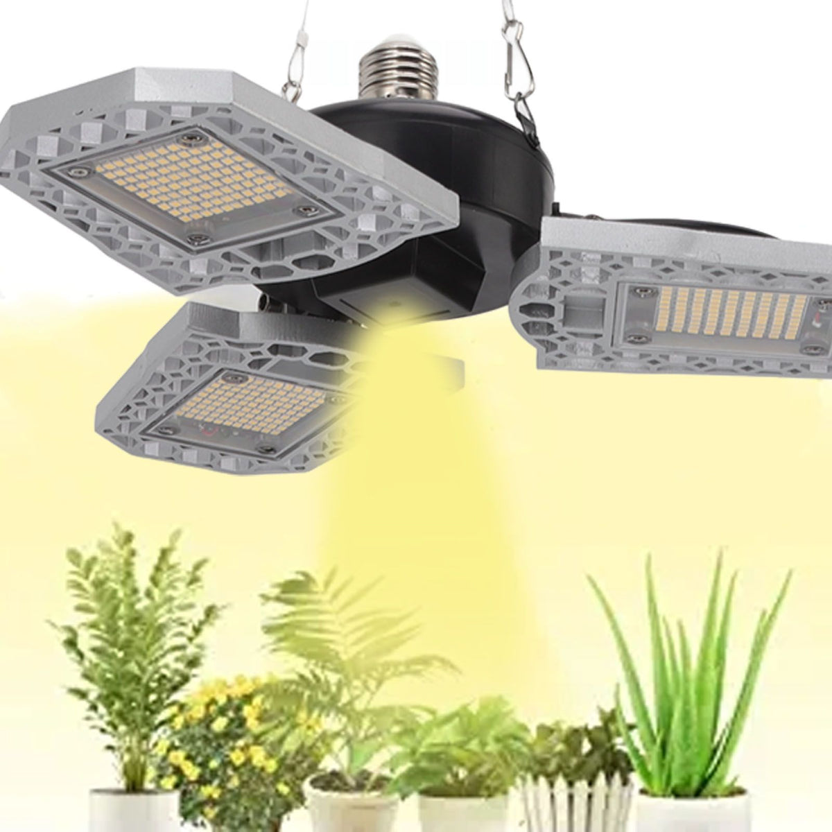 LED Grow Light 297 LEDs Folding Three Leaves Indoor Plant Grow Light for Greenhouse Succulent 100‑277V