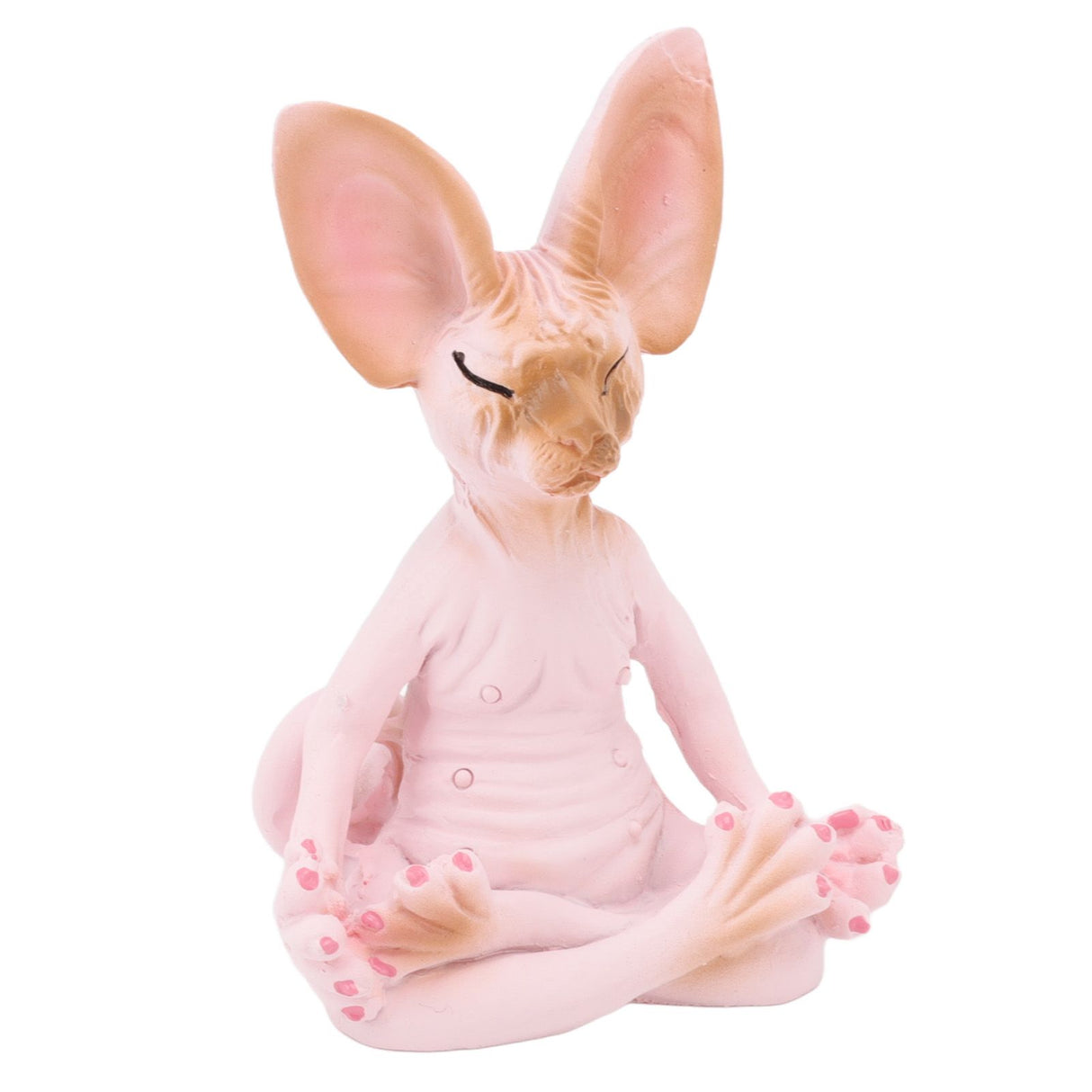 Cat Meditate Statue Vivid Details Cat Meditate Collectible Figurines for Homes Office Yoga Room Ornaments Gifts Pink