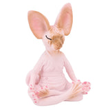 Cat Meditate Statue Vivid Details Cat Meditate Collectible Figurines for Homes Office Yoga Room Ornaments Gifts Pink - Front View