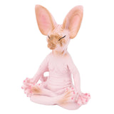Cat Meditate Statue Vivid Details Cat Meditate Collectible Figurines for Homes Office Yoga Room Ornaments Gifts Pink
